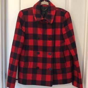 J. Crew Wool Plaid Peacoat, 10